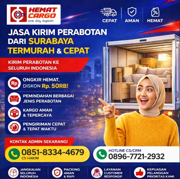 Jasa Ekspedisi Kirim Perabotan Rumah Tangga Surabaya Murah Mulai Rp 2.500/Kg (Bisa Lebih Hemat!)